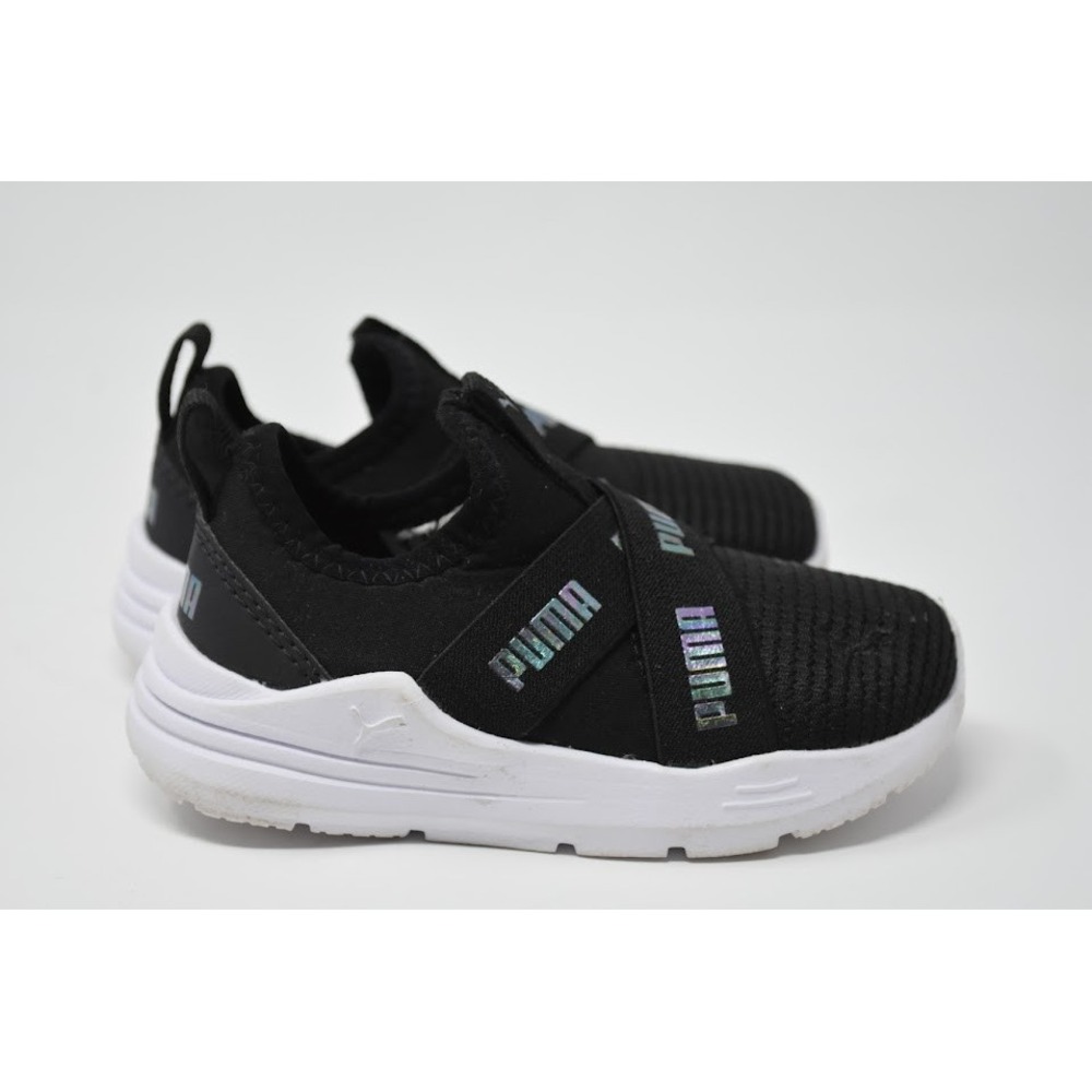 Puma Black Slip-On Sneakers Toddlers Kids Size US 6C Breathable Trainer Shoes - Picture 2 of 5